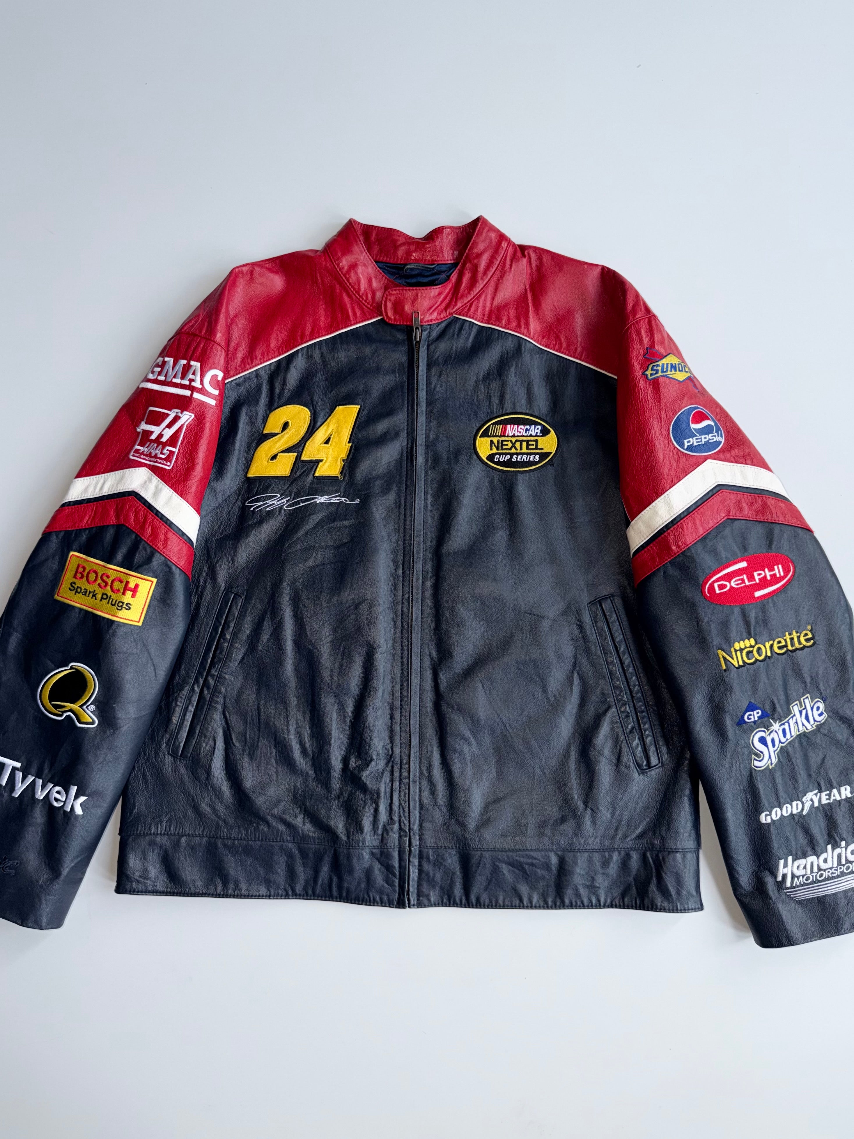Vintage Jeff Gordon #24 DuPont NASCAR Jacket Wilsons Leather x