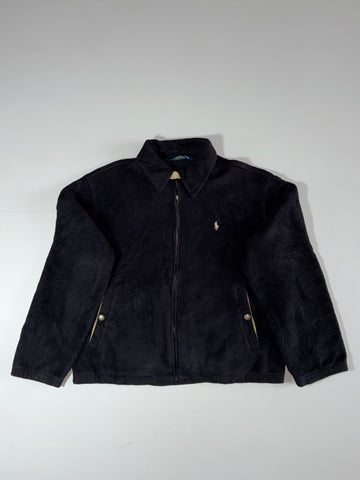 Vintage Polo by Ralph Lauren Fleece Harrington Jacket Black – Full Zip Collared (L)
