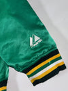 Vintage Majestic Oakland A's Green Satin Bomber Jacket (2XL)