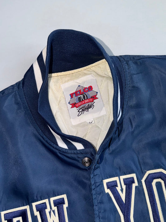 New York Yankees Satin Bomber Jacket | Navy MLB Starter-Style | Felco by Starter (M/L)