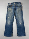 True Religion Billy Giant Big T Distressed Bootcut Jeans (W:34) (L:40)