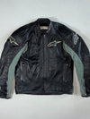 Alpinestars Black & Grey Cowhide Leather Racing Jacket – Perforated Moto Biker Padded (S)