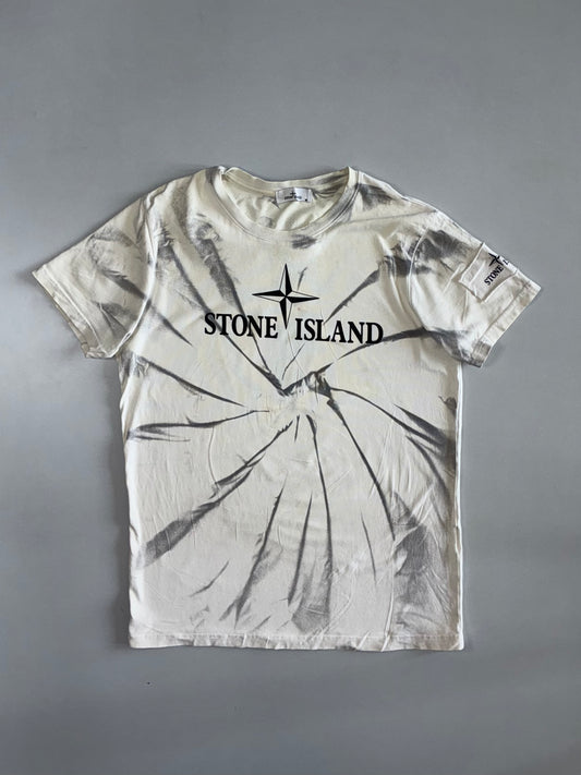 Stone Island | Compass Logo Tie-Dye T-Shirt | Cream/Grey (M)