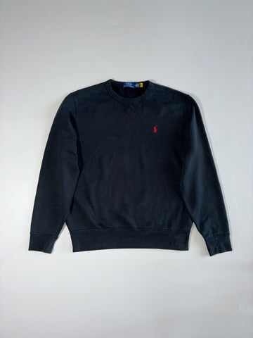 Polo Ralph Lauren Fleece Crewneck Sweatshirt with Red Pony – Black (M)