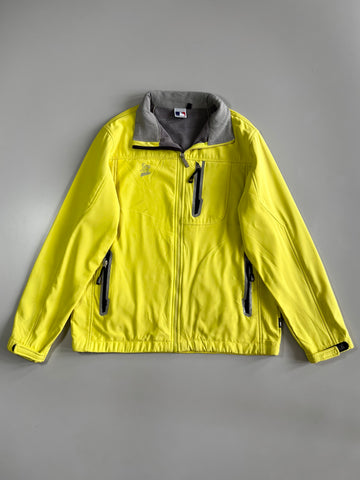 MLB Oakland Athletics Softshell Fleece-Lined Jacket Neon Yellow/Grey, A’s Embroidered Logo (L)