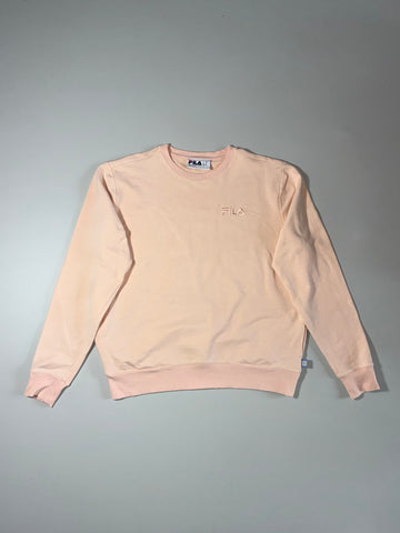 FILA Tonal Embroidered Logo Crewneck Sweatshirt, Peach (M)