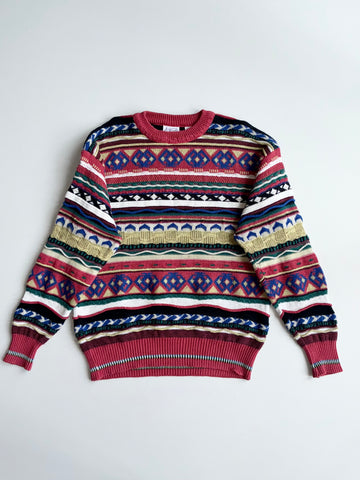 Magnificio Florence Multicolor Aztec Knit Sweater (Made in Italy) (M)