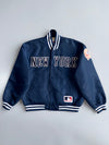 New York Yankees Satin Bomber Jacket | Navy MLB Starter-Style | Felco by Starter (M/L)