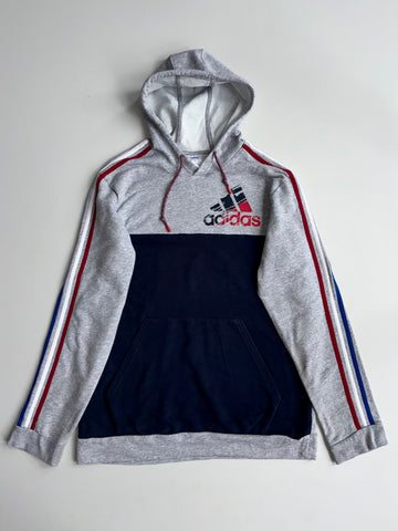 Adidas Colorblock Pullover Hoodie – Grey/Navy (L)