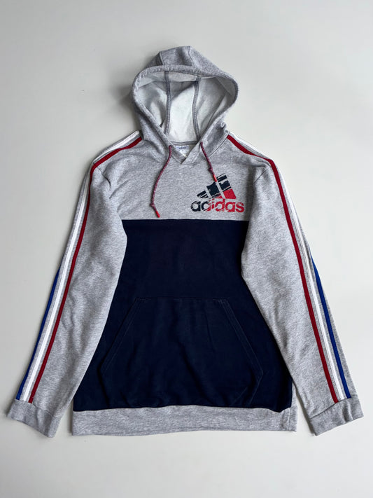 Adidas Colorblock Pullover Hoodie – Grey/Navy (L)
