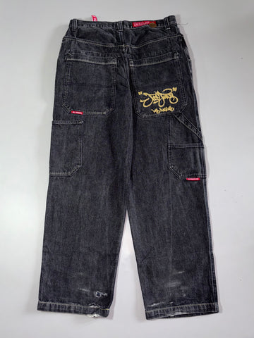 Y2K JNCO Black Wash Carpenter Jeans (W:36) (L:47)