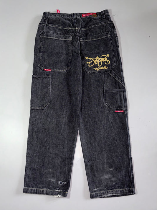 Y2K JNCO Black Wash Carpenter Jeans (W:36) (L:47)