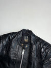 Vintage 70s/80s Made in England Black Leather Café Racer Motorcycle Jacket with Quilted Shoulders & Elbows (S)