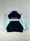 Sergio Tacchini Navy & Sky Blue Colour Block Track Jacket – Striped Panels, Jersey Lined (2XL)