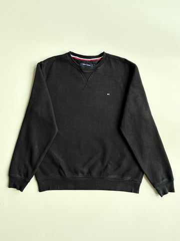 Tommy Hilfiger Flag Logo Crewneck Sweatshirt – Black (L)