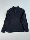 Chaps Ralph Lauren Henley Mock Neck Knit Sweater with Suede Placket(Xl)
