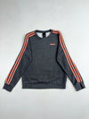 Adidas Essentials Grey & Coral 3-Stripes Fleece Crewneck Sweatshirt (S)