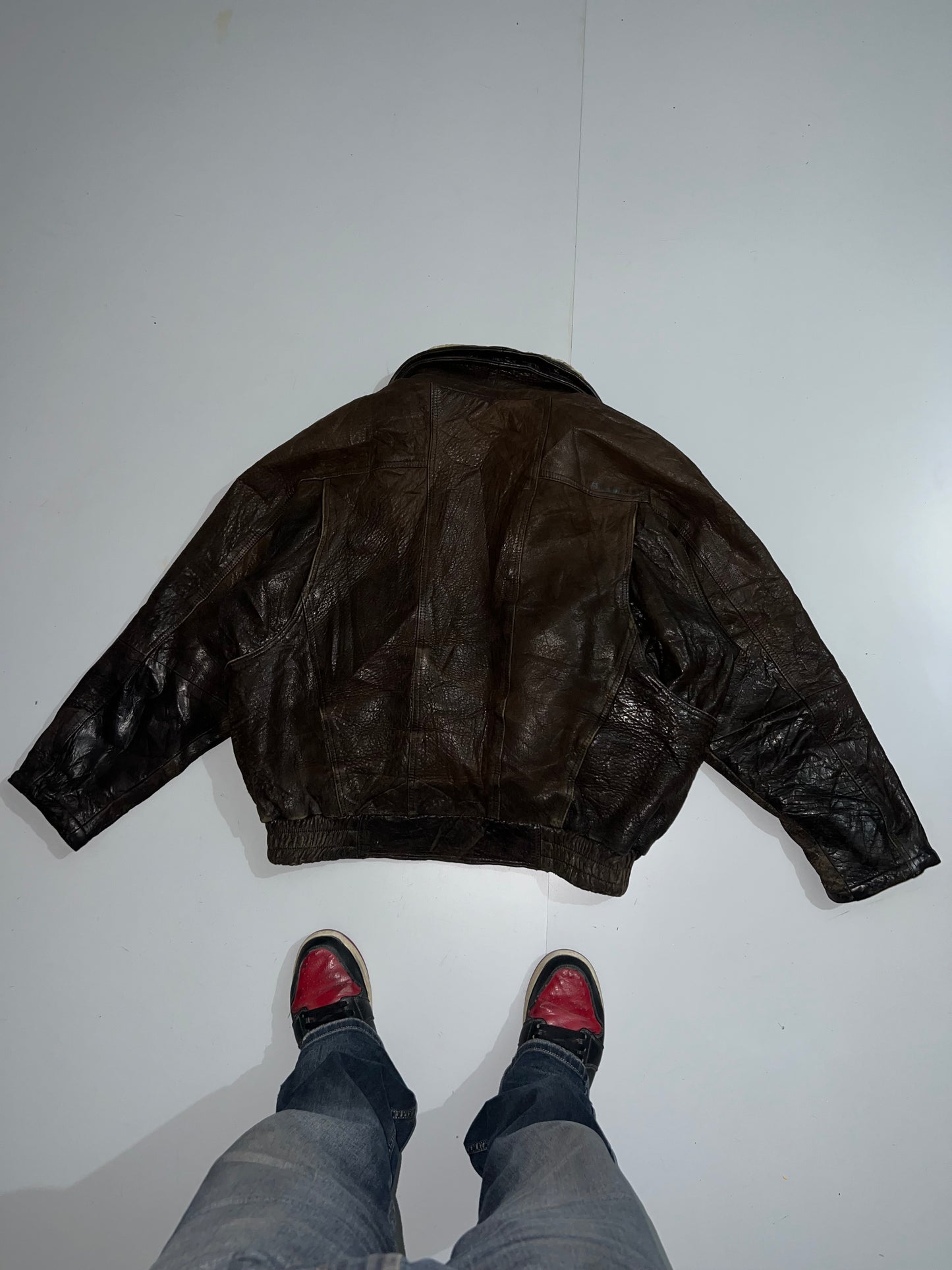 !Super Rare Original Leather Heavy Jacket Inside FUR (2XL)