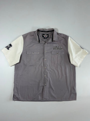 Harley-Davidson Grey & Cream Two-Tone Embroidered Garage Shirt – (2XL)