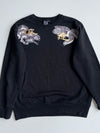 Japanese Dragon & Crane Graphic Black Crewneck Sweatshirt – (XL)