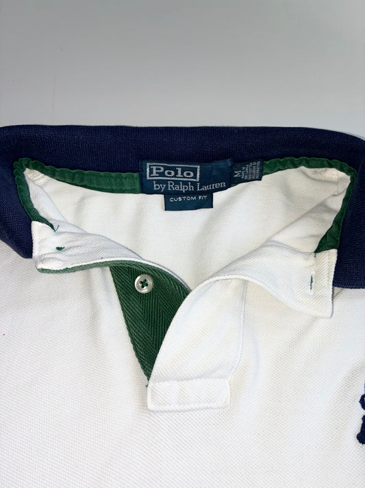 Polo Ralph Lauren Big Pony Custom Fit Polo - White/Navy (L)