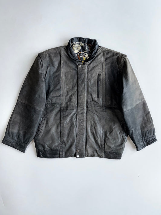 Vintage Premium Original Leather Jacket With Detachable Arms (Print Inside)(XL)