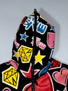 Mak Ernet All-Over Graphic Zip-Up Hoodie Jacket Black Multi (M)