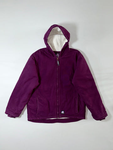 Berne Youth Plum Purple Sherpa-Lined Duck Canvas Hooded Jacket  (XL)