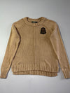 Lauren Ralph Lauren Camel Knit Sweater with Gold Crest Patch (S/M)