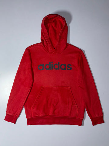 Adidas Linear Logo Pullover Hoodie – Red (S/M)