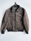 C&A Vintage Grey Suede Pig-Split Shearling Bomber Jacket (L)