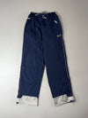 Y2K Nike Navy Nylon Track Pants with Reflective Hem (W:26) (L:42)
