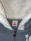 Le Coq Sportif Grey Sherpa Lined Zip-Up Hoodie – Chenille Rooster Logo (S)