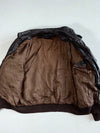 Vintage Brown Leather Flight Bomber Jacket – Embossed U.S. Force Eagle, Brass Snap Buttons (XL)