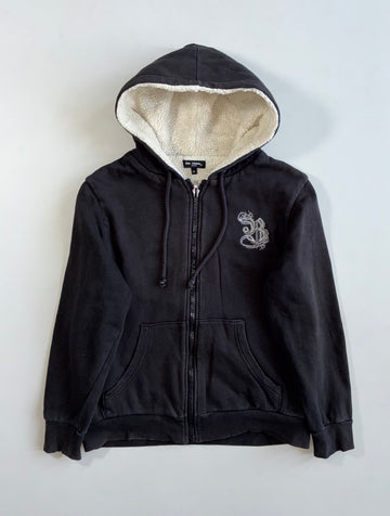 Big Train Jeans Black Sherpa-Lined Zip-Up Hoodie(M)