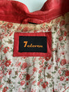 7eleven Red Genuine Leather Café Racer Jacket  women’s – Floral Lining (M)
