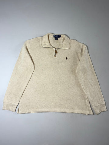 Polo Ralph Lauren Quarter-Zip Pony Sweatshirt – Oatmeal Beige (XL)