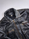 042nd Street” Leather Trucker Jacket – Black with Contrast Stitching (XL)