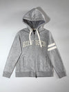 Tommy Hilfiger Port Full-Zip Hoodie – Grey Melange with Striped Sleeve (M)