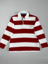 Tommy Hilfiger Block Stripe Rugby Polo Shirt — Red / White Long Sleeve (XS)