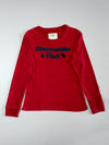 Abercrombie & Fitch Chenille Spellout Long Sleeve Tee Red Men’s (L)