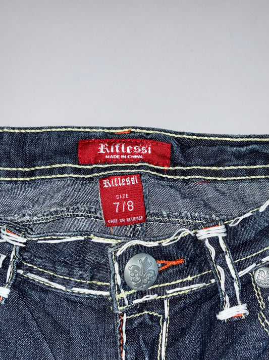 Riflessi  Dark Wash Rhinestone Bootcut Jeans (W:30|L:39)