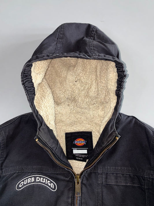 Dickies “Curb Design” Black Sherpa-Lined Hooded Jacket (XS)