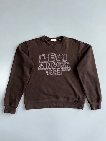 Levi’s Brown Graphic Crewneck Sweatshirt | Vintage Levi Strauss Pullover (S)