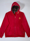 STHINC Faux Fur Lined Chain Embroidered Zip Hoodie Red (L)