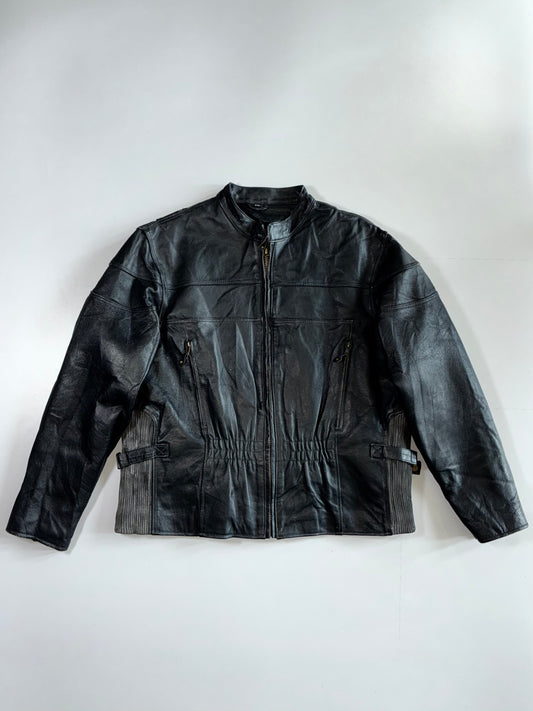 USA Bikers Dream Apparel Real Leather Moto Jacket (Xl)
