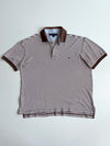 Tommy Hilfiger Brown & White Striped Polo Shirt (2XL)