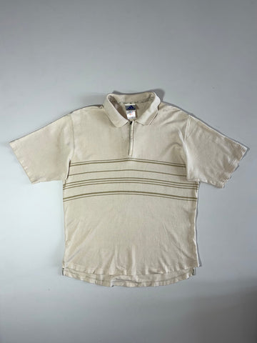 Adidas Golf Striped Quarter-Zip Polo – Beige (L)