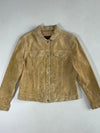 Eddie Bauer Seattle Suede Tan Suede Leather Trucker Jacket, Women’s (S)