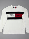 Tommy Hilfiger Signature Flag Logo Knit Sweater – White – (XL)
